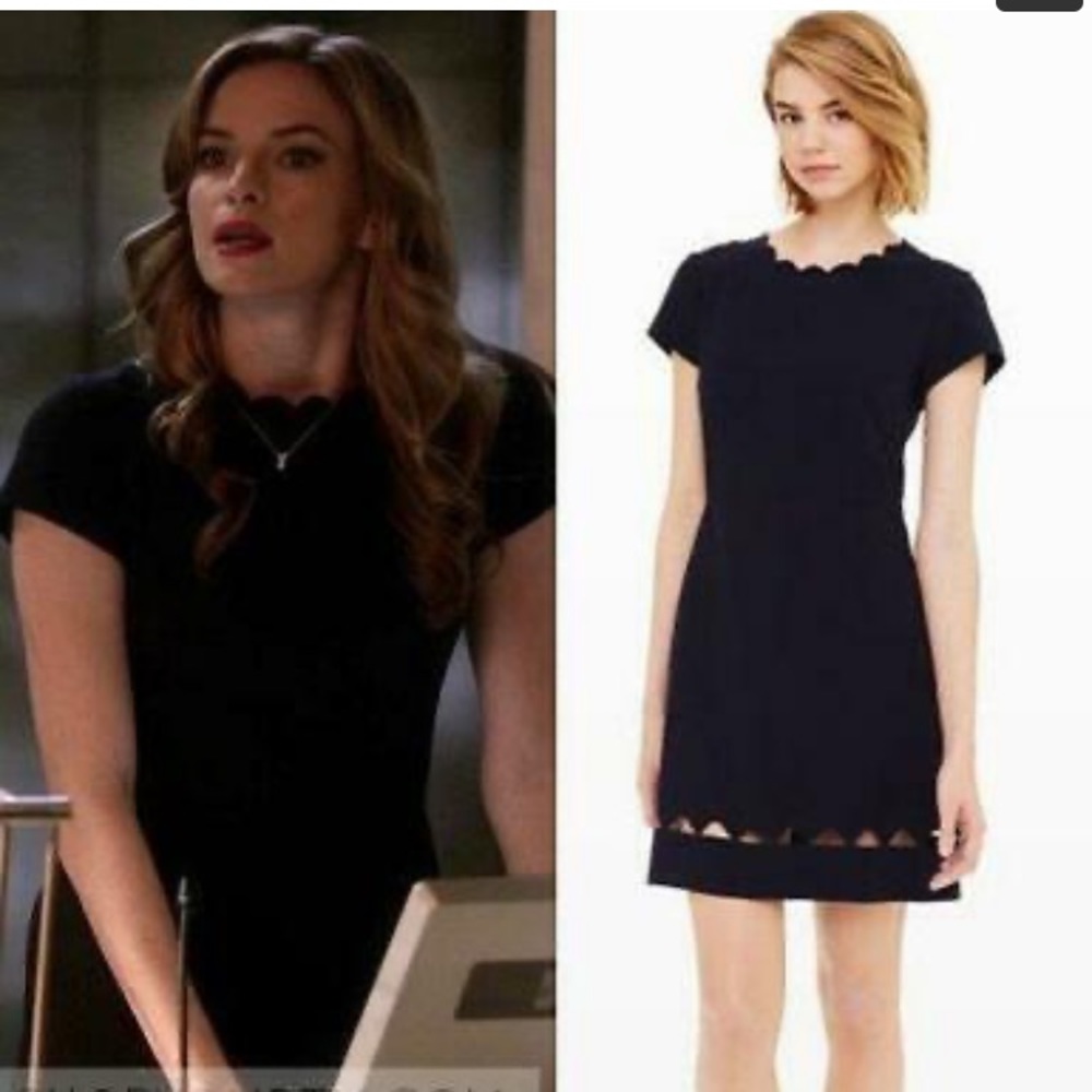 Club Monaco navy scalloped dress